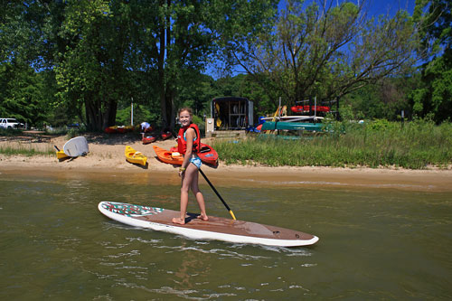 kids on stand up paddle boards